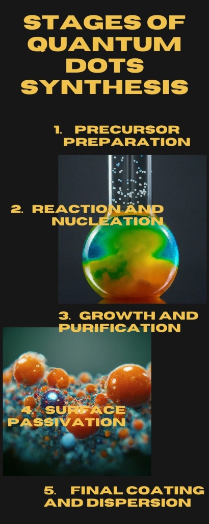 Stages of synthesis of quantum dots