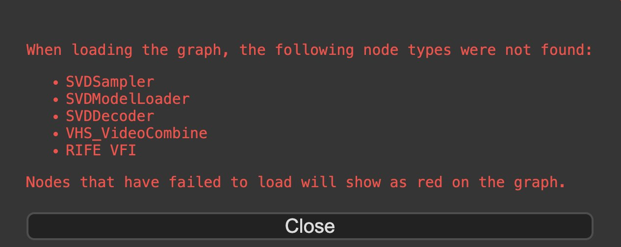 Error message showing the missing node types