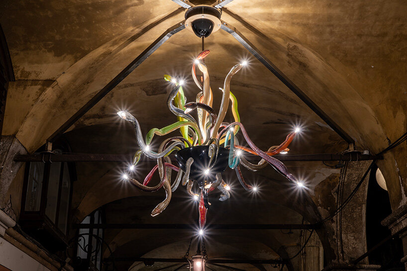 kengo kuma, philippe starck, and more illuminate venice with murano glass chandeliers