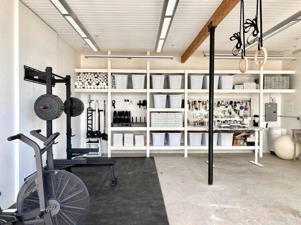 organized gym all white